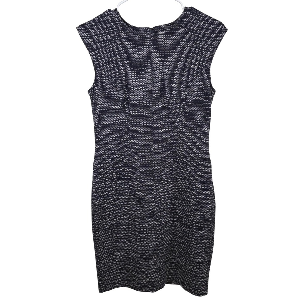 Ann Taylor Sheath Dress XS Navy Blue White Knit Office Interview Outfit Travel
